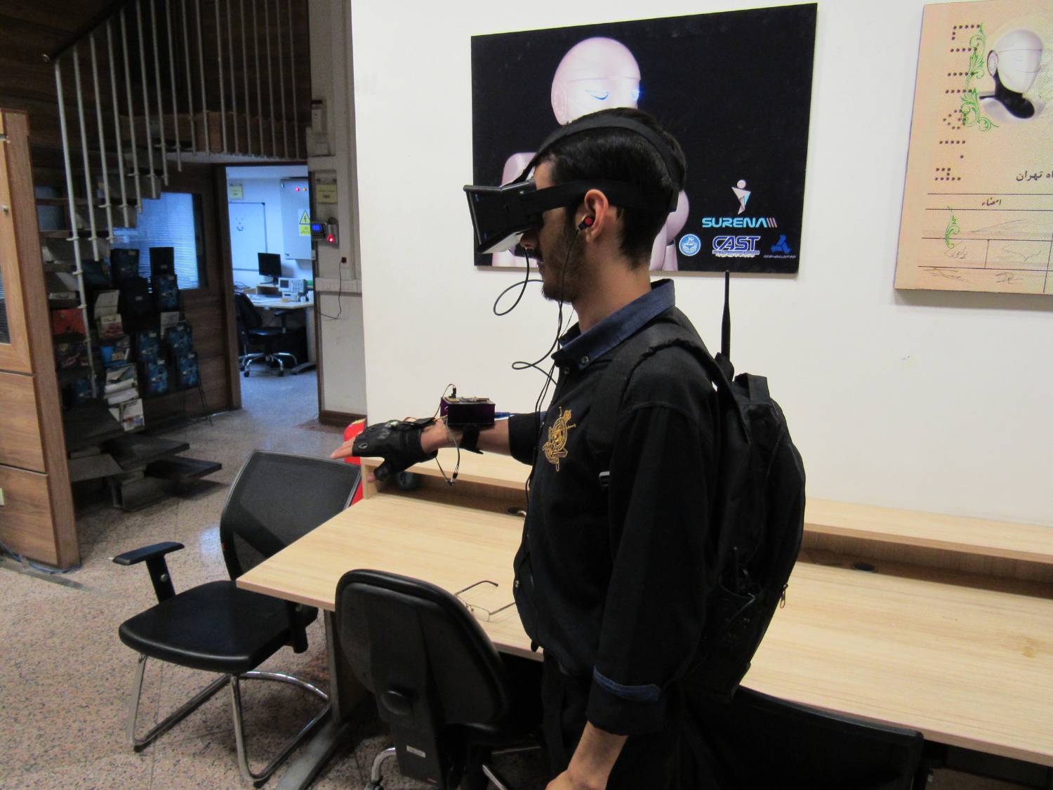 Wearable smart glove and display used to control a mobile robot